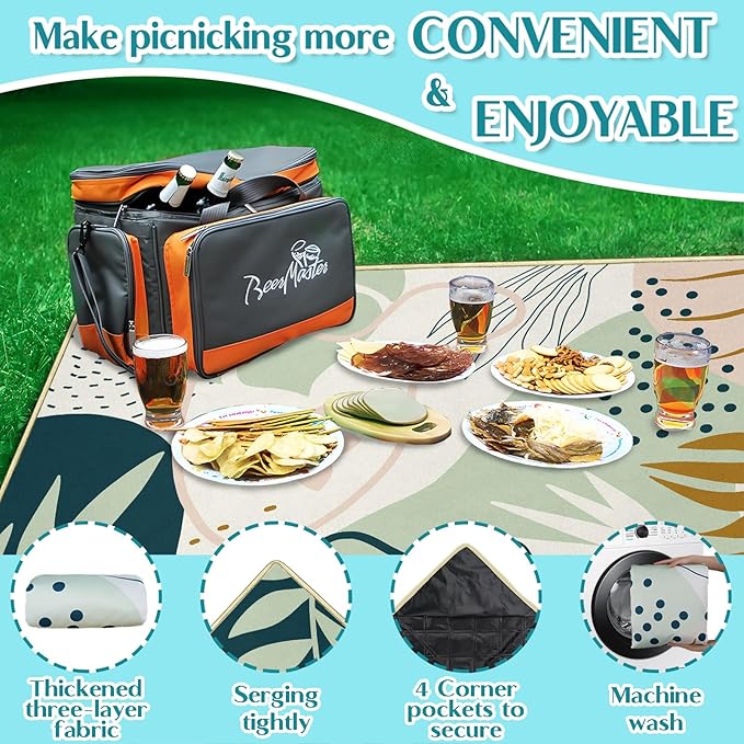 Boho Picnic Blanket Waterproof Foldable Extra Large Picnic Mat Beach Blanket 60"x80" for Camping Beach Hiking Patio Party Outdoor Decor Gifts