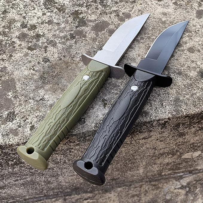 Fixed Blade Hunting Knife Hardness ABS Handle Survival Knife with Nylon Sheath Straight Edge Knife for Camping, Hiking, Survival (Black Handle)