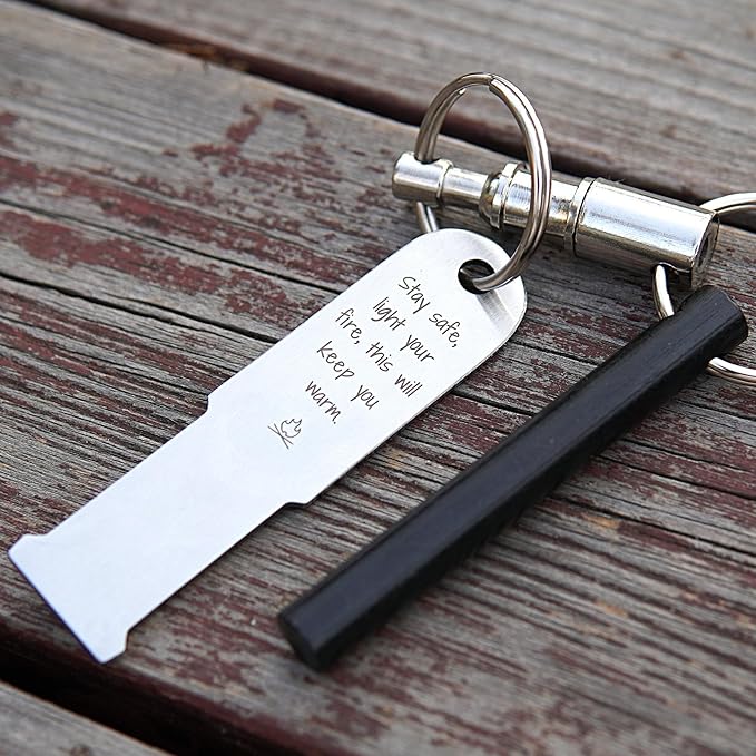 KF525 Stay Safe Keychain Fire Starter with 2.5 Inch Long Ferro Rod and Striker for Camping Emergency (Pack of 2)