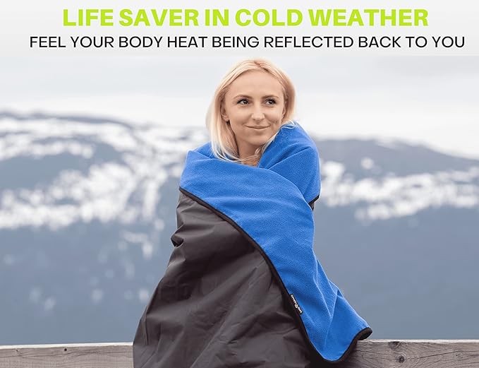 SUITEDNOMAD Large Waterproof Outdoor Stadium Blanket, Windproof and Warm Double Sided Fleece Throw, Great for Cold Weather Camping,Picnic,Sports,Festivals,Dogs