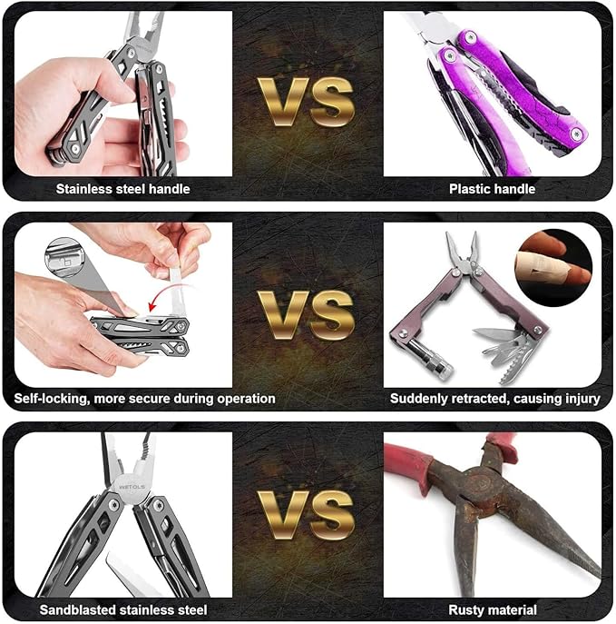 Gifts for Men, Multitool Needle Nose Pliers, 21-in-1 Stainless Steel Multi Tool Pocket Knife with Screwdriver Sleeve, Self-locking Survival Knife-Great for Outdoor, Simple Repair, Camping