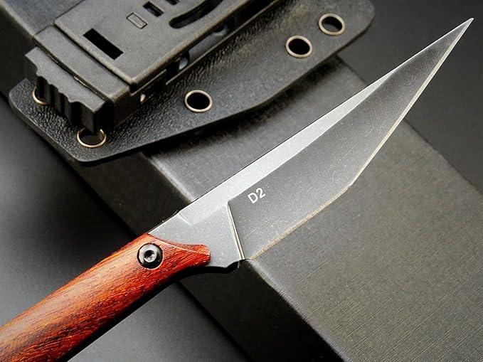 GTK140 Fixed Blade Knife D2 Steel Blade Rosewood Handle EDC Tool Knife for Outdoor Camping Hiking Hunting(RoseWood)