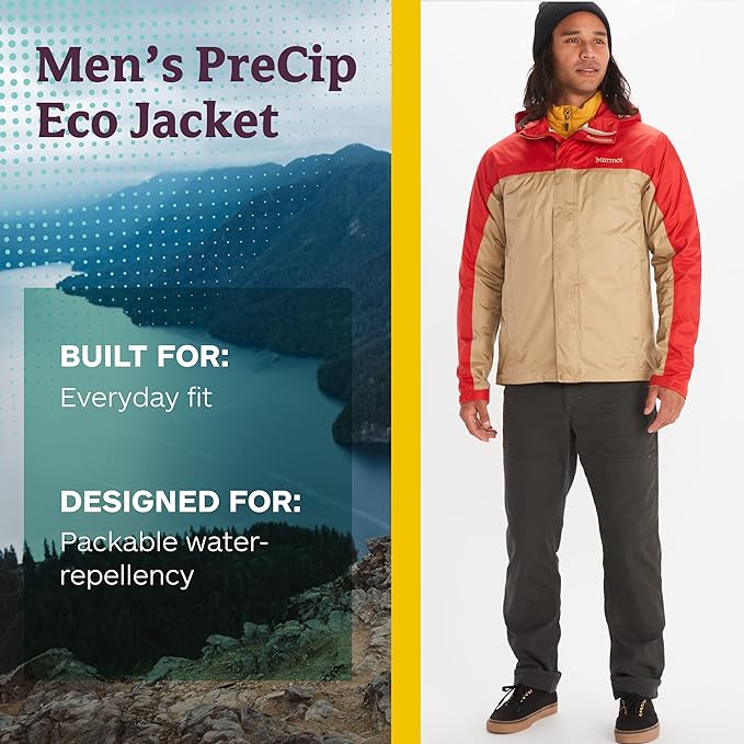 MARMOT Men's Precip Eco Waterproof Rain Jacket - 100% Recycled, Breathable, Lightweight, Packable Raincoat