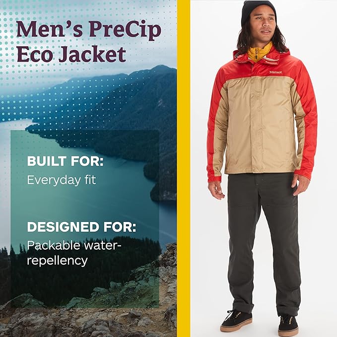 MARMOT Men's Precip Eco Waterproof Rain Jacket - 100% Recycled, Breathable, Lightweight, Packable Raincoat