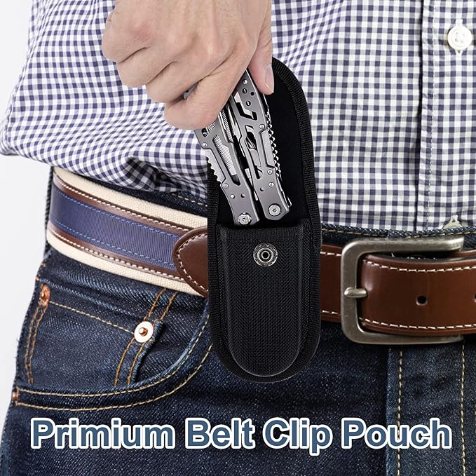 Self Locking Multitool Plier, 15 in 1 Handmade Multi Tool Plier with Nylon Sheath, Spring Inside Multi-tool, Birthday Christmas Father's Day Gift for Men Women Him Her Husband Boyfriend