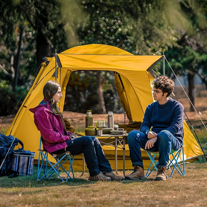 KAZOO 2/4 Person Camping Tent Outdoor Waterproof Family Large Tents 2/4 People Easy Setup Tent with Porch Double Layer