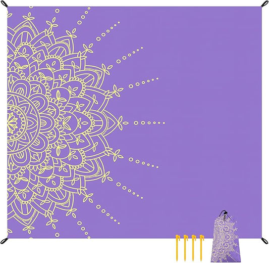 Beach Blanket Sandproof, Large Waterproof Sand Free Beach Mat Lightweight Portable 4-6 Adults Outdoor Picnic Mat 79"X87" for Travel, Picnic, Camping Blanket