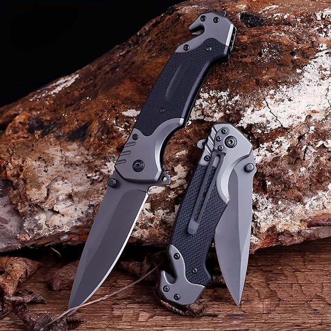 Pocket Knife For Men, 4-In-1 Small EDC Multitool Folding Knife with pocket Clip, Window Breaker, Camping Knife for Outdoor Survival Hiking Fishing Gifts for Men, Father, Grandpa.