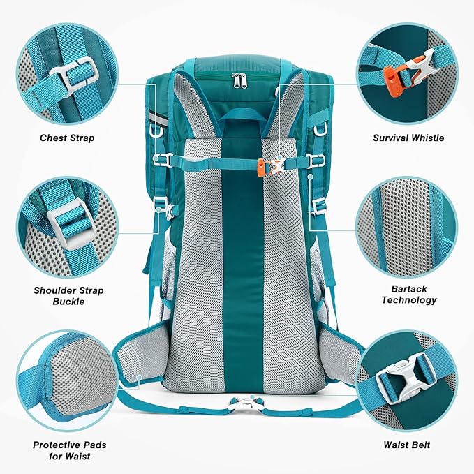 HOMIEE 50L Hiking Backpack Travel Bag Waterproof Camping Backpack with Rain Cover Lightweight Backpacking Backpack Rucksack