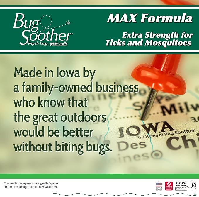 Bug Soother MAX - Extra Strength Natural Gnat, Tick, and Mosquito Repellent, 2 Pack 8 fl oz w/Free 1 oz. DEET-Free Bug Spray Deterrent - Safe for Adults & Environment - Made in USA