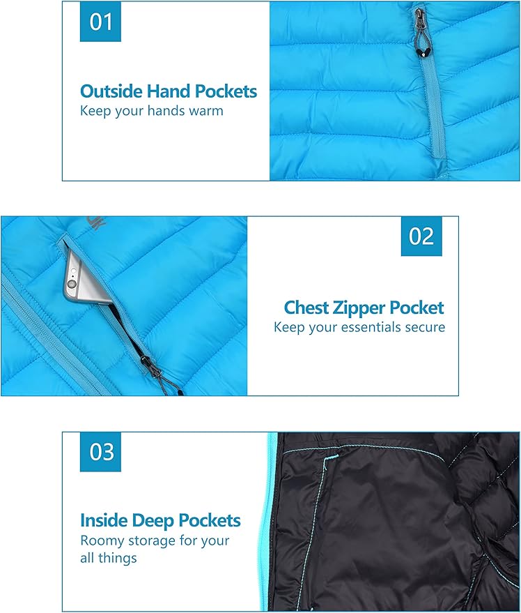 Little Donkey Andy Women's Packable Lightweight Puffer Jacket Hooded Windproof Winter Coat with Recycled Insulation