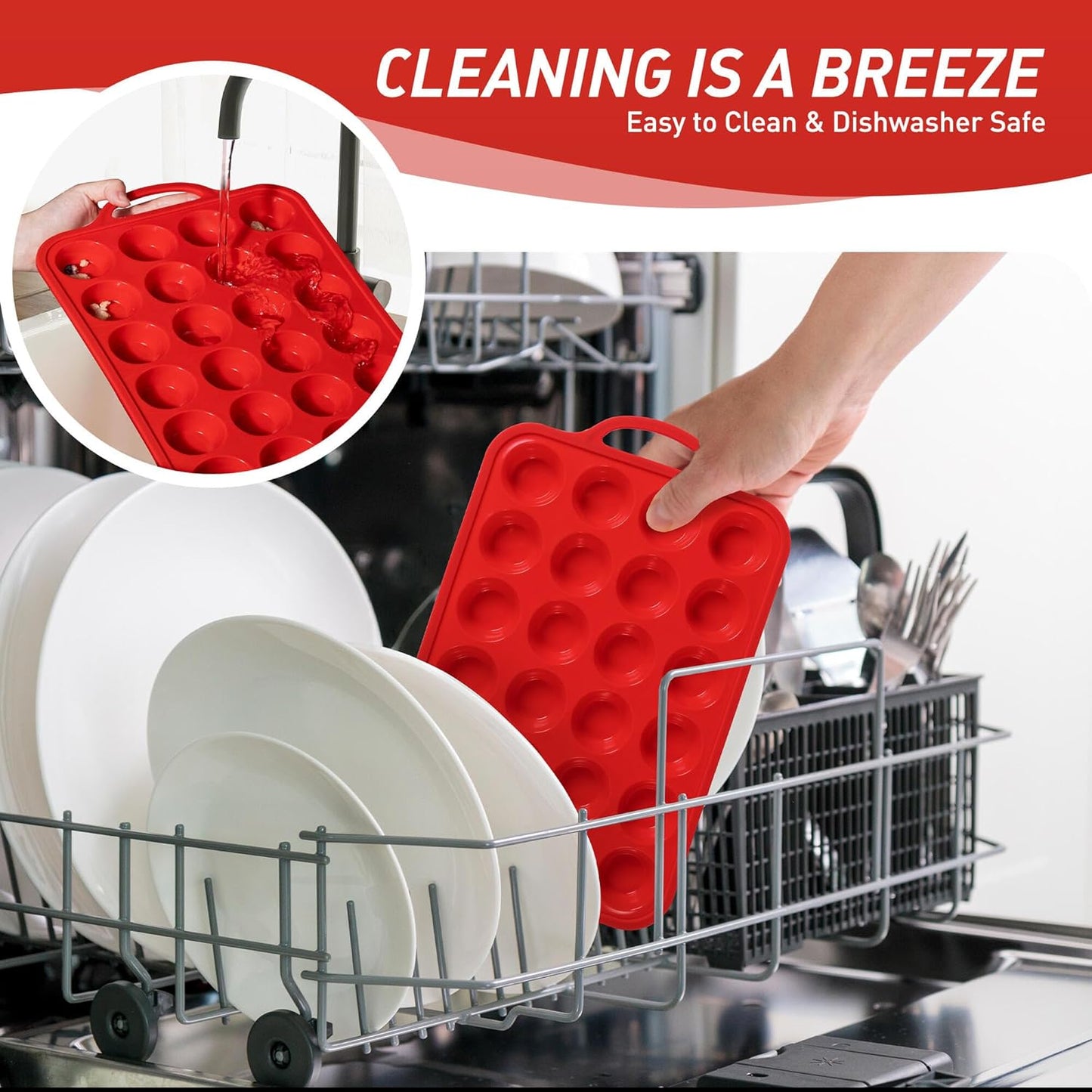 2 Packs 24 Cups Silicone Muffin Pan for Baking with Metal Reinforced Frame Mini Size Cupcake Pan Tray Chocolate Egg Pizza Bites Oven Cookie Mold Muffin Tin Tart Pans Sheet Set Small