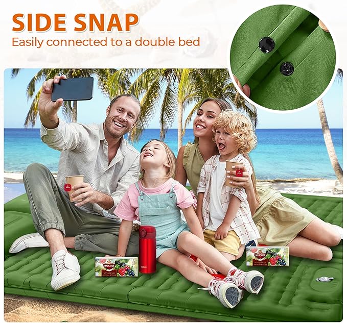 Camping Sleeping Pads Extra Thick,76.7x26x5'' Self Inflating Camping Pad with Pillow Built-in Pump,Ultralight Sleeping Mat for Single,Super Portable Camping Air Mattress for Hiking,Picnic(Army Green)