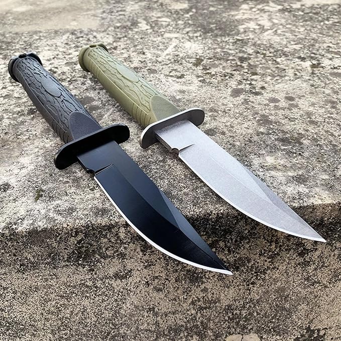 Fixed Blade Hunting Knife Hardness ABS Handle Survival Knife with Nylon Sheath Straight Edge Knife for Camping, Hiking, Survival (Black Handle)