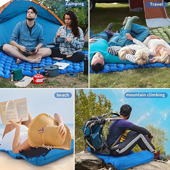 DDD Ultra-Light Inflatable Camping Sleeping Pad with its Built-in Foot Pump and Pillow - The Ultimate Camping pad, Hiking pad, Backpacking Pad and Lightweight for a Outdoor Sleep——Royal Blue