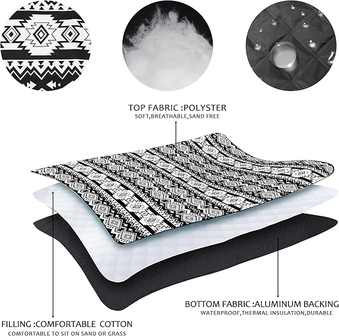 Picnic Blankets Beach Blanket 80" X 60" Extra Large Waterproof Camping Blankets Portable Outdoor Mat 3-Layer blanket for Beach, Hiking, Park, Music Festival, Grass Lawn,Travel