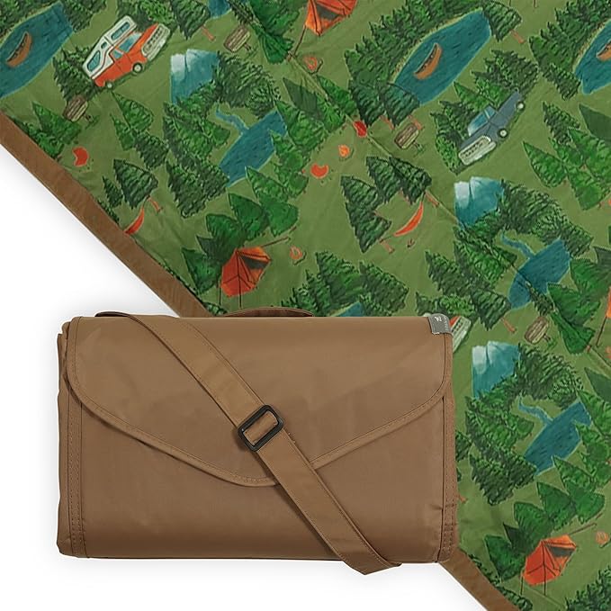 Little Unicorn Outdoor Family Picnic & Beach Blanket, Water-Resistant, Compact Fold, Large Size, 5 x 7 feet, (Camp)