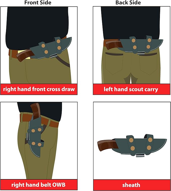 GCS Custom Handmade Brown Micarta Handle D2 Tool Steel Knives Buffalo Hide Sheath GCS 135