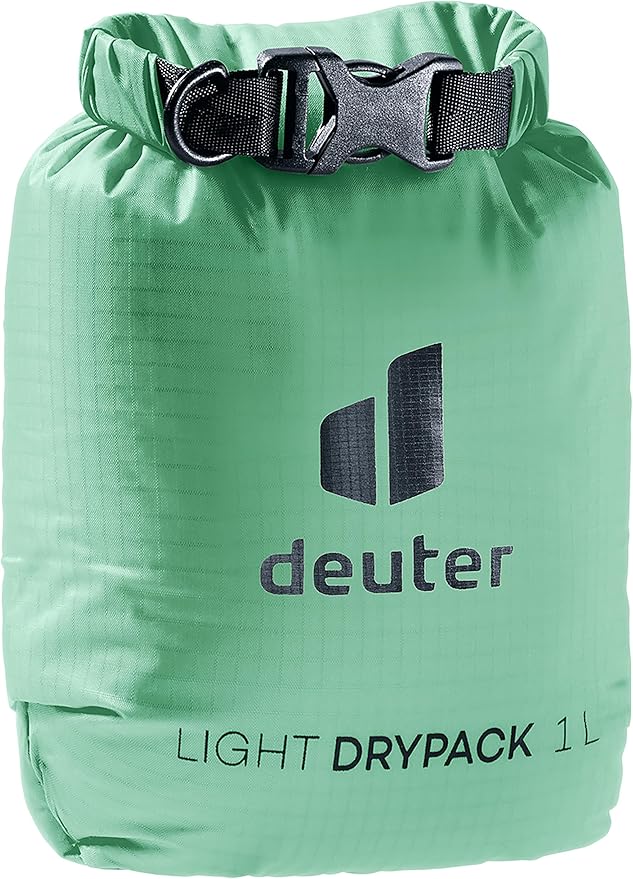Deuter Light Drypack 1, Water-Resistant 1-Liter Ripstop Roll-Top Dry Pack Sack Keeps Gear Dry for Hiking, Trekking, Camping & Kayaking - Spearmint