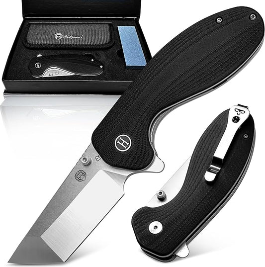 Holtzman's Gorilla Survival 'Pioneer' Folding Knife featuring D2 Steel Blade with G10 Handle in Gift Box Set (Silver)