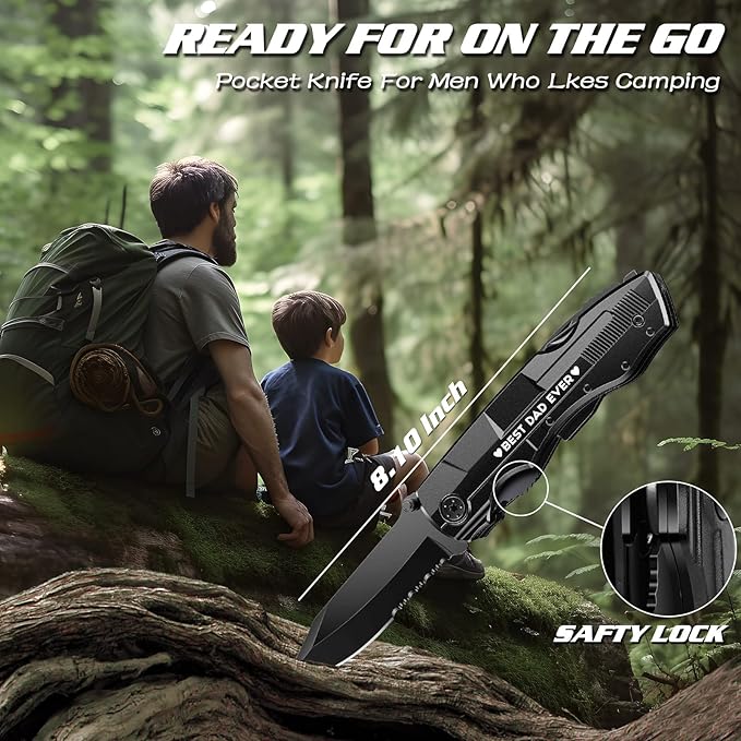 Gifts for Dad from Daughter Son,Fathers Day Birthday Christmas Dad Gifts,Multitool Knife "BEST DAD EVER",Multi tool for Climbing,Camping,Cycling,Hiking, Stainless Steel