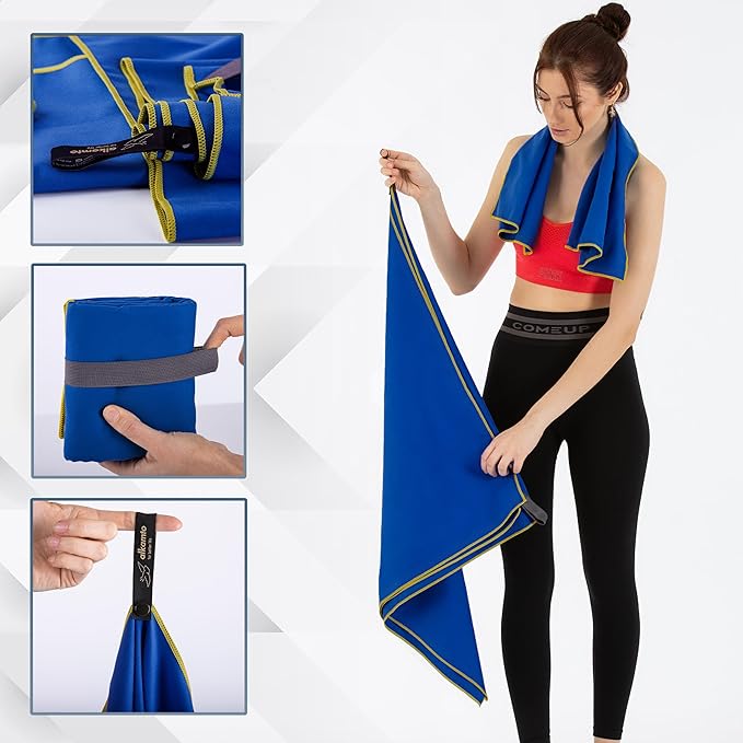 Microfiber Gym & Travel Towel Set of 2 Size in 1 Pack (XL + S) - Camping Towel - Sports & Beach & Yoga Towel- Quick Dry Towel - Super Absorbent