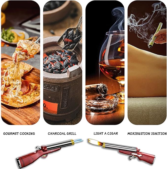 Cool Creative Design Butane Torch Lighter Refillable Unique Lighters for Men Fireplace Candle Camping BBQ (Without Gas) (01)