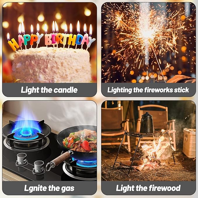 VEHHE Electric Lighter, Candle Lighter Rechargeable USB, Long Plasma Lighters with Safety Lock and LED Display, Pocket Size for Camping Outdoor Party - Red