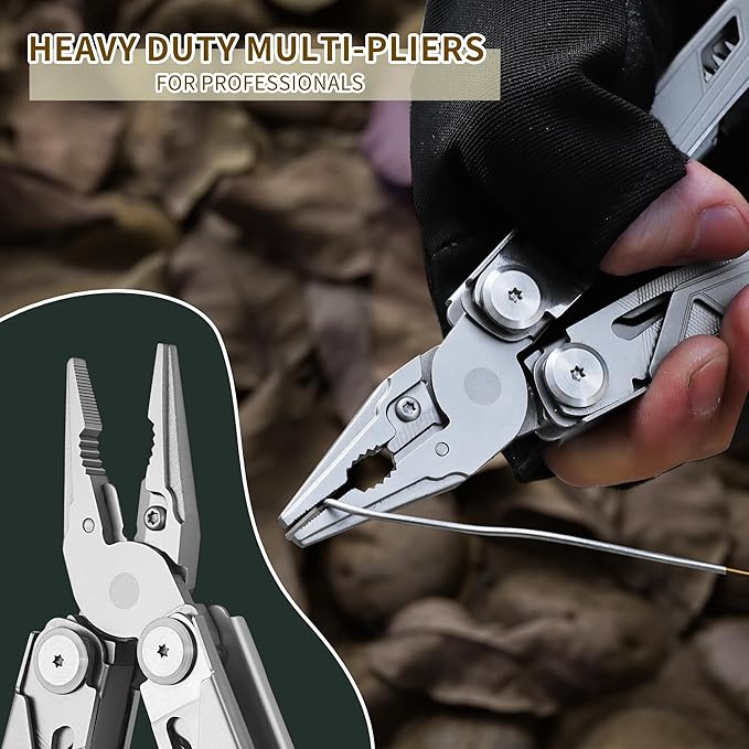 Multitool Pliers, 17-In-1 Heavy Duty Survival Multi-Tool with Sheath, Perfect Gadgets for EDC Survival Camping Hiking, Stocking Stuffers and Gifts for Men