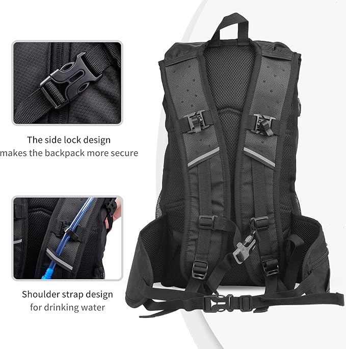 Naturehike Hydration Backpack with 2L Water Bladder, Lightweight 20L Hydration Pack with Waist Protector for Running, Cycling, Hiking, Biking, Raves, Daypack for Adult