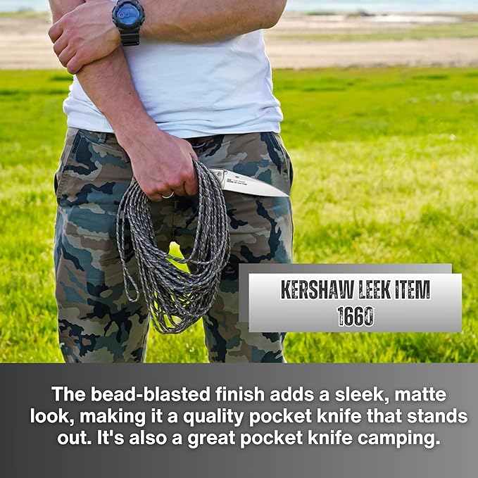 Worldwide Nutrition Bundle: Kershaw Leek Pocket Knife, 3" 14C28N Stainless Steel Drop Point Blade, Spring Assisted Knife, Folding EDC