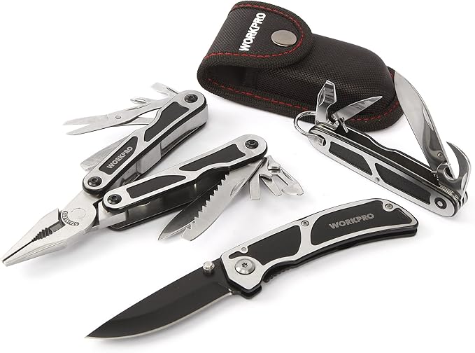 WORKPRO W000316 3-Piece Multi-Tool Set, Stainless Steel Construction (Single Pack)