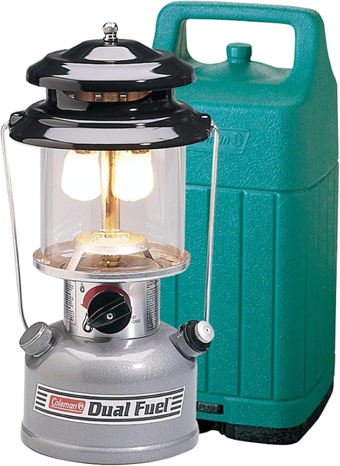 Coleman Premium Dual Fuel Lantern with Carry Case, Portable Lantern with Adjustable Brightness Includes Handle, Mantles, Filter Funnel, and Carry Case; Great for Camping, Power Outages, & Emergencies