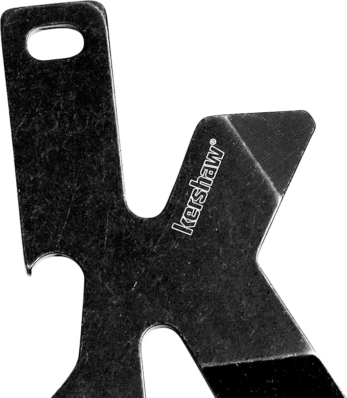 Kershaw K-TOOL Multi-Function Key Ring Tool (KTOOL); 2-Inch High-Performance 3Cr13 Stainless Steel Construction with BlackWash Finish, Bottle Opener, Flathead Screwdriver, and Lanyard Hole, 0.7 OZ