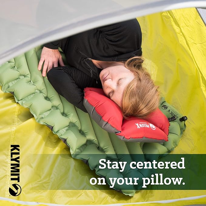 Klymit Pillow X Travel Pillow, Lightweight Inflatable Hybrid Airplane, Backpacking, Hammock, and Camping Pillow