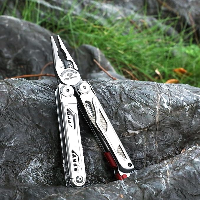 MOSSY OAK Multitool, 19-in-1 Stainless Steel Multi Tool Pliers, Self-locking EDC Gear with Sheath for Outdoor, Survival, Camping, Hiking