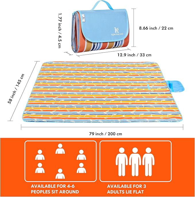 Waterproof Extra Large Picnic Blanket Outdoor Foldable Picnic Blanket Sandproof Beach Blanket for Park Camping Hiking