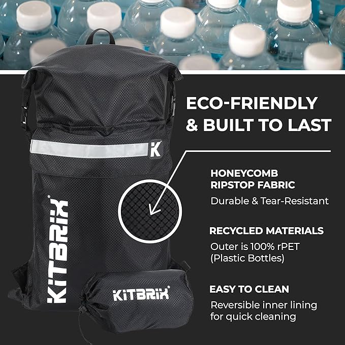 KitBrix PoKit Packable Daypack - Waterproof Dry Bag Backpack for Hiking, Running, Cycling, Camping & Outdoor Adventures - 25L Rolltop Backpack - Ultra-Light Day Pack & Swimming Bag