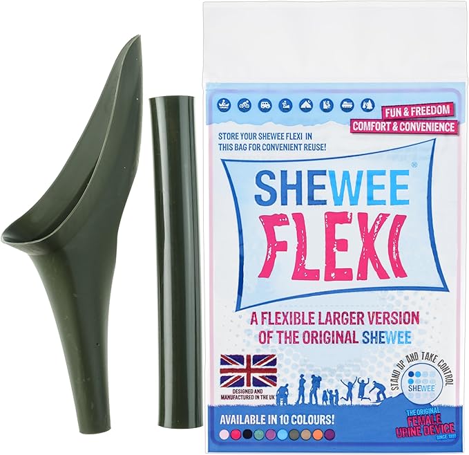 SHEWEE Flexi – The Original Female Urinal – Made in The UK – Reusable, Flexible & Portable Urination Device. Festival, Camping, Car, Hiking Essentials for Women. Stand to Pee Funnel W/Extension Pipe