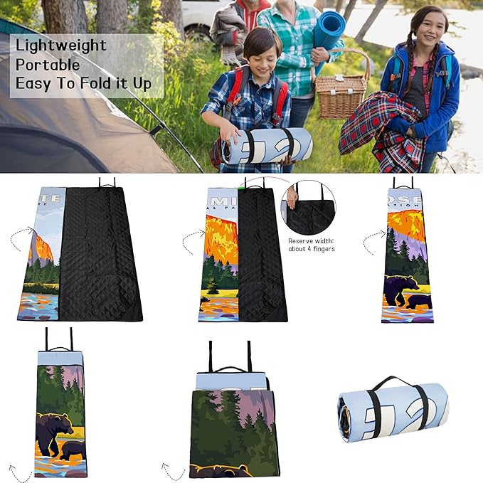 Picnic Blankets Beach Blanket 80" X 60" Extra Large Waterproof Camping Blankets Portable Outdoor Mat 3-Layer blanket for Beach, Hiking, Park, Music Festival, Grass Lawn,Travel