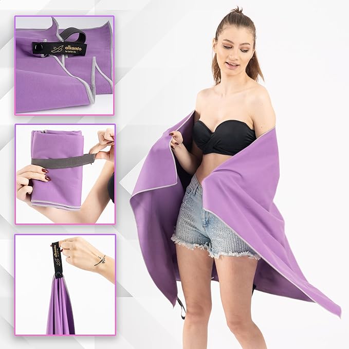 Microfiber Gym & Travel Towel Set of 2 Size in 1 Pack (XL + S) - Camping Towel - Sports & Beach & Yoga Towel- Quick Dry Towel - Super Absorbent