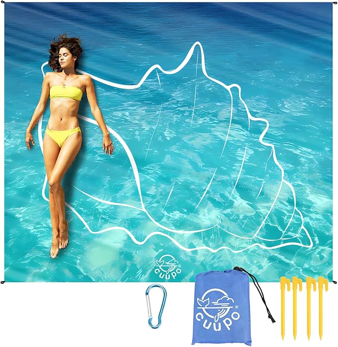 Beach Blanket Sandproof, 3D Printing 79" X 79" for 4-6 Adults Oversized Lightweight Picnic Blanket Portable Compact Quick Drying Picnic Mat for Outdoor Camping Hiking Travel