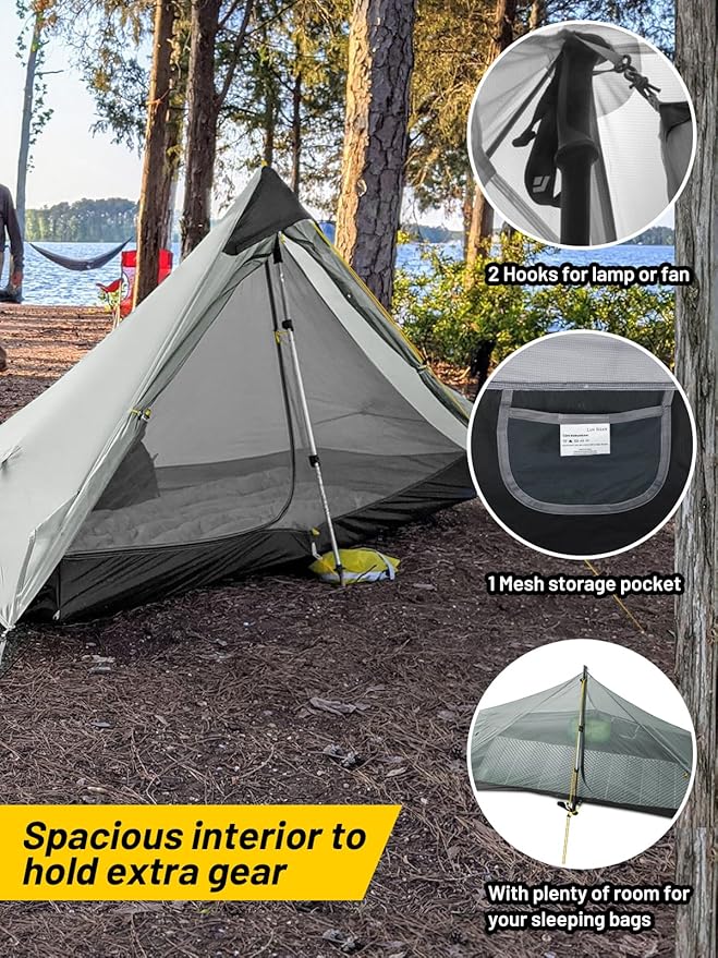 LANSHAN Ultralight Tent 3-Season Backpacking Tent for 1-Person or 2-Person Camping, Trekking, Kayaking, Climbing, Hiking