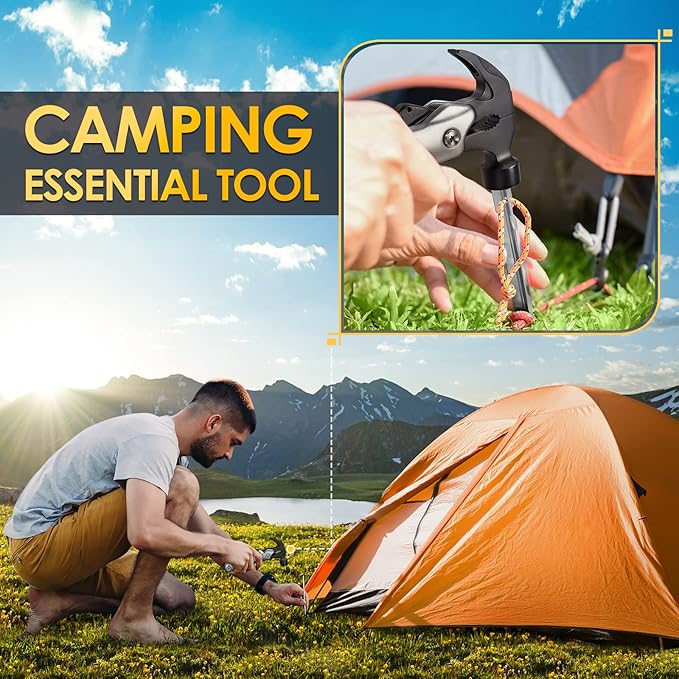 Camping Accessories Multitool Gifts for Men - 12 in 1 Christmas Stocking Stuffers Hammer Multi Tool Birthday Gift for Dad Boyfriend Women Husband Cool Stuff Gadgets Pocket Tools for Fishing Hunting