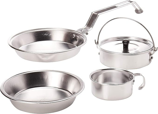 Coleman 5-Piece Outdoor Cooking Set, Includes Frying Pan, Pot with Lid, Plate, & Cup, Outdoor Aluminum Mess Kit for Camping, Tailgating, RVs, & Outdoor Cooking