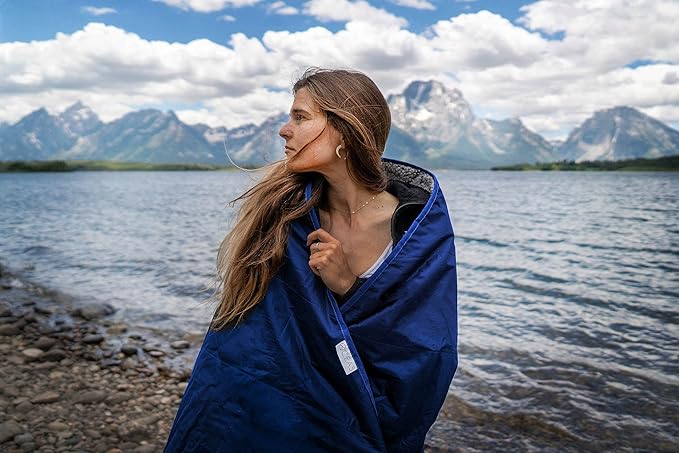 Oceas Waterproof Sherpa Fleece Picnic Blanket Blue 79L x 57W