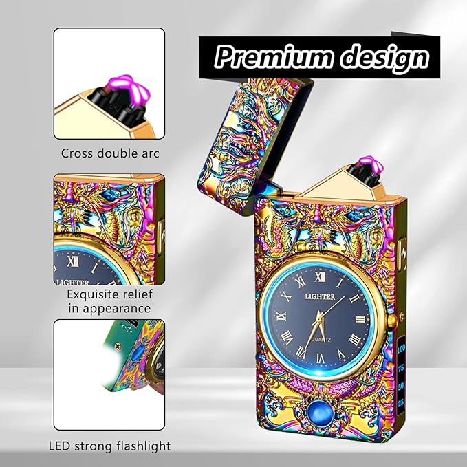 Electric Lighters Rechargeable Flameless Windproof Plasma Dragon Lighter with Battery Indicator,Lighters for Candles(Magic)