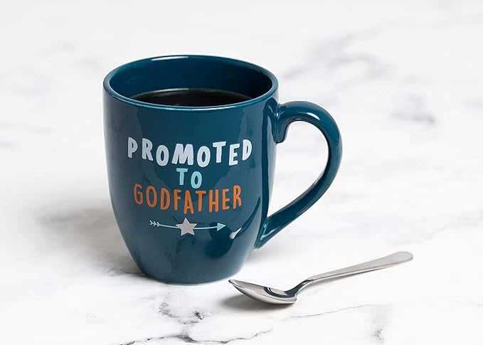 Pearhead Promoted to Godfather Mug, Godfather Proposal Gift, Godfather Keepsake, Best Godfather Gifts, Blue, 14 oz