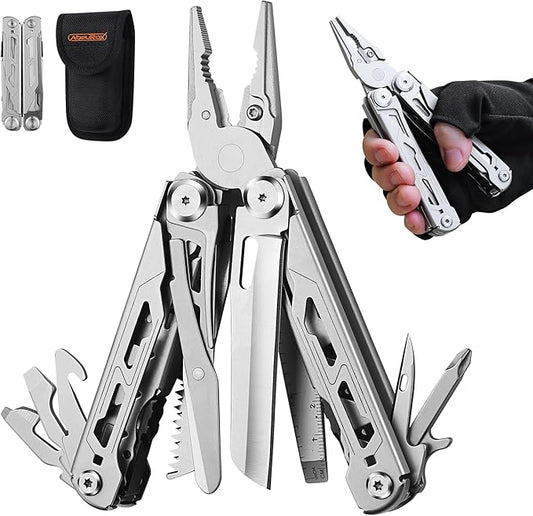 Multitool Pliers, 17-In-1 Heavy Duty Survival Multi-Tool with Sheath, Perfect Gadgets for EDC Survival Camping Hiking, Stocking Stuffers and Gifts for Men