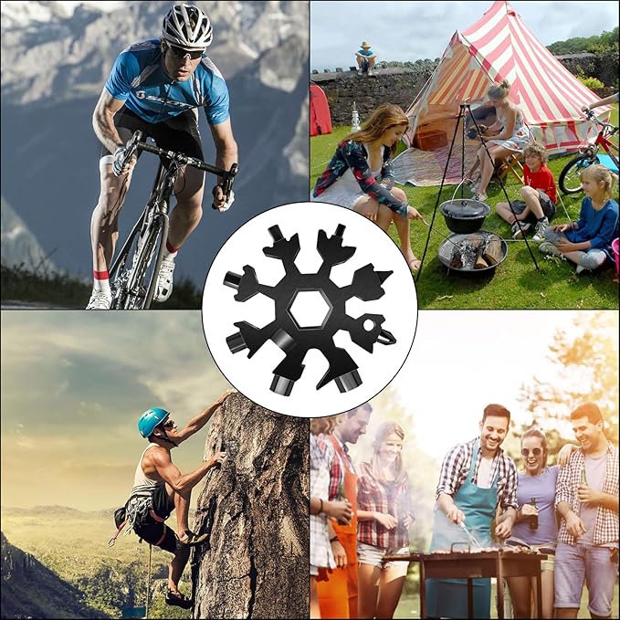 Stocking Stuffers for Men Dad Gifts, Multi Tool 2 Pack 18 in 1 Snowflake Hand Tools Christmas Gifts for Men Adults and Women Outdoors Camping Portable Bottle Opener Flat Screwdriver Kit Wrench